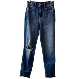 Hollister Ultra High Rise Mom Jean Distressed denim raw hem women Junior 1 25